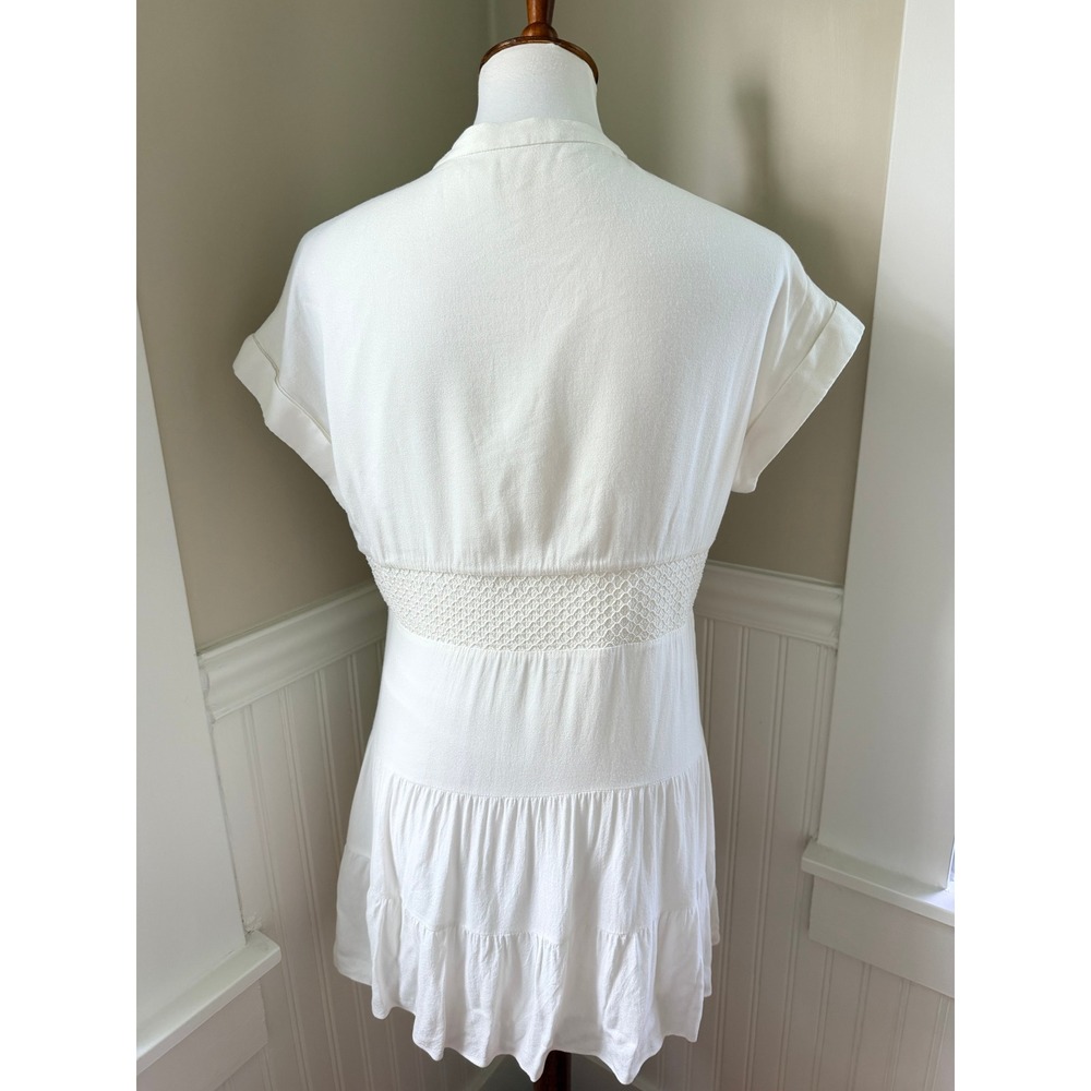 Alice + Olivia White Crochet Waist Tiered Mini Dress Size 0 - Picture 3 of 13